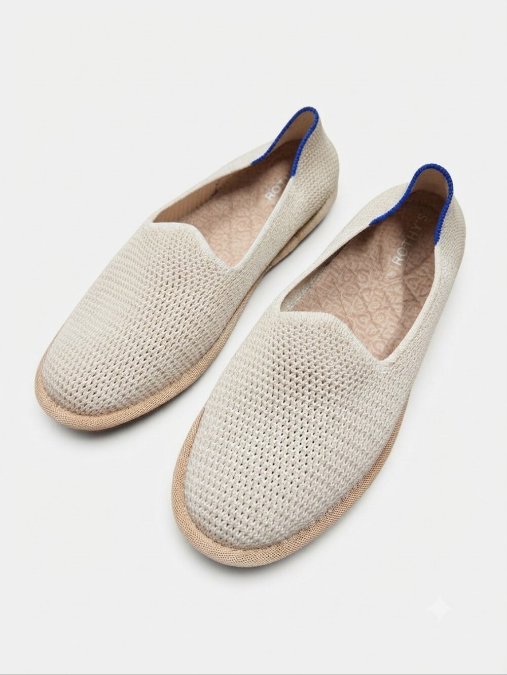 Rothy's The Cruiser Loafer White Raffia Knit Slip-On Shoes Women's Size 7